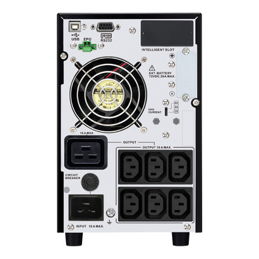 APC Easy UPS On-Line, 3kVA/2700W, Tower, 230V, 6x IEC C13 + 1x IEC C19 outlets, Intelligent Card Slot, LCD, Extended runtime